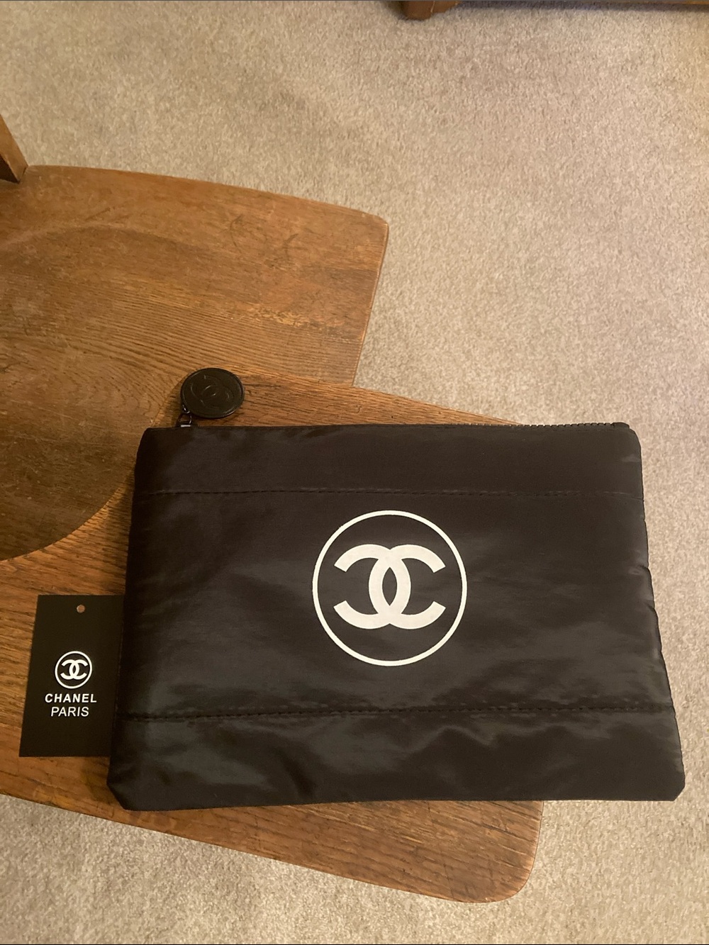 CHANEL Beaute Puffy Nylon Carryall Makeup/Cosmetic Pouch w/Dust Bag NWT